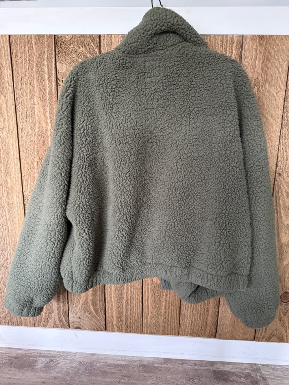 SO Women's Olive Green Sherpa Zip Teddy Jacket ~ Size: Large - Picture 5 of 7